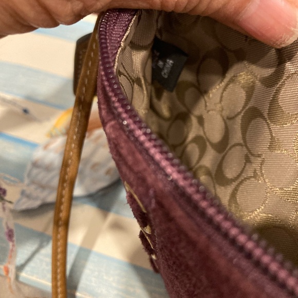 Coach Y2K Purple Suede Laced Wristlet With Brass Grommets - Picture 7 of 10